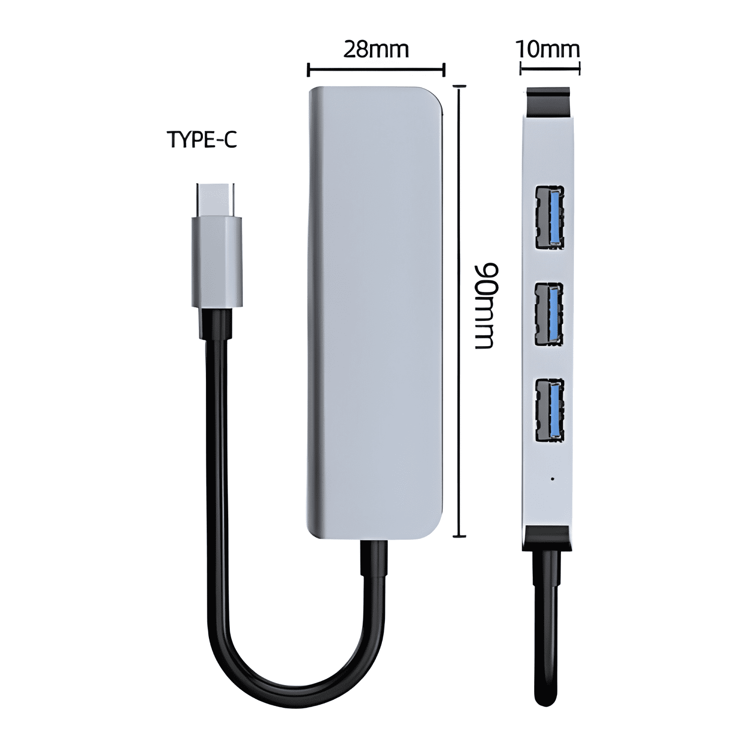 Adaptador de expansión cable tipo C USB 4 puertos-4