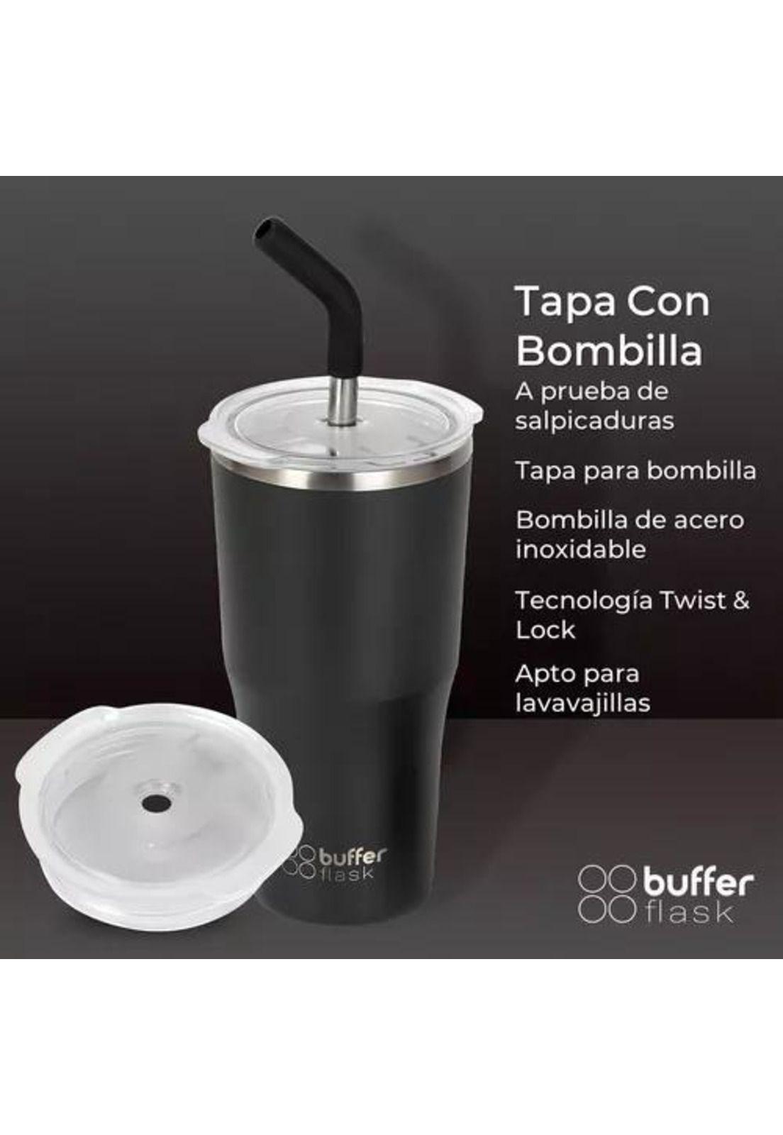 Buffer Roques 600, vaso termo para agua y café, 570 ml, acero inoxidable con tapas-4