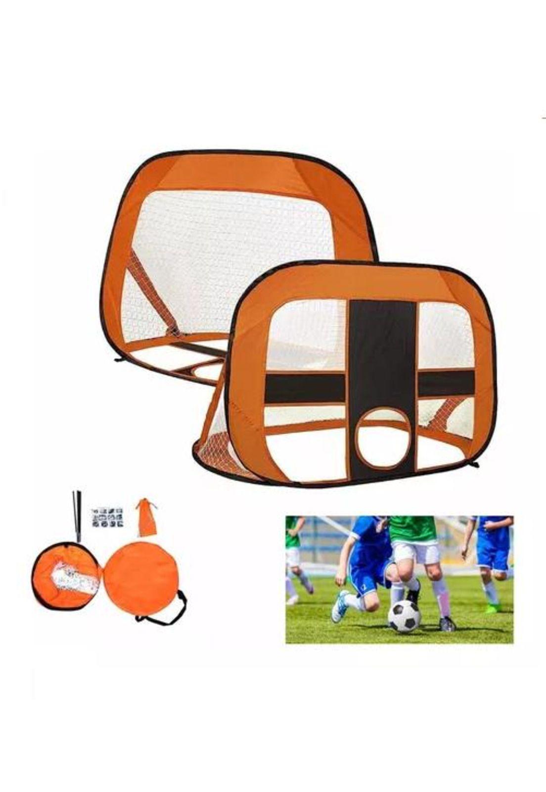 Arco de fútbol 5 tiros, doble uso práctica plegable naranja-2