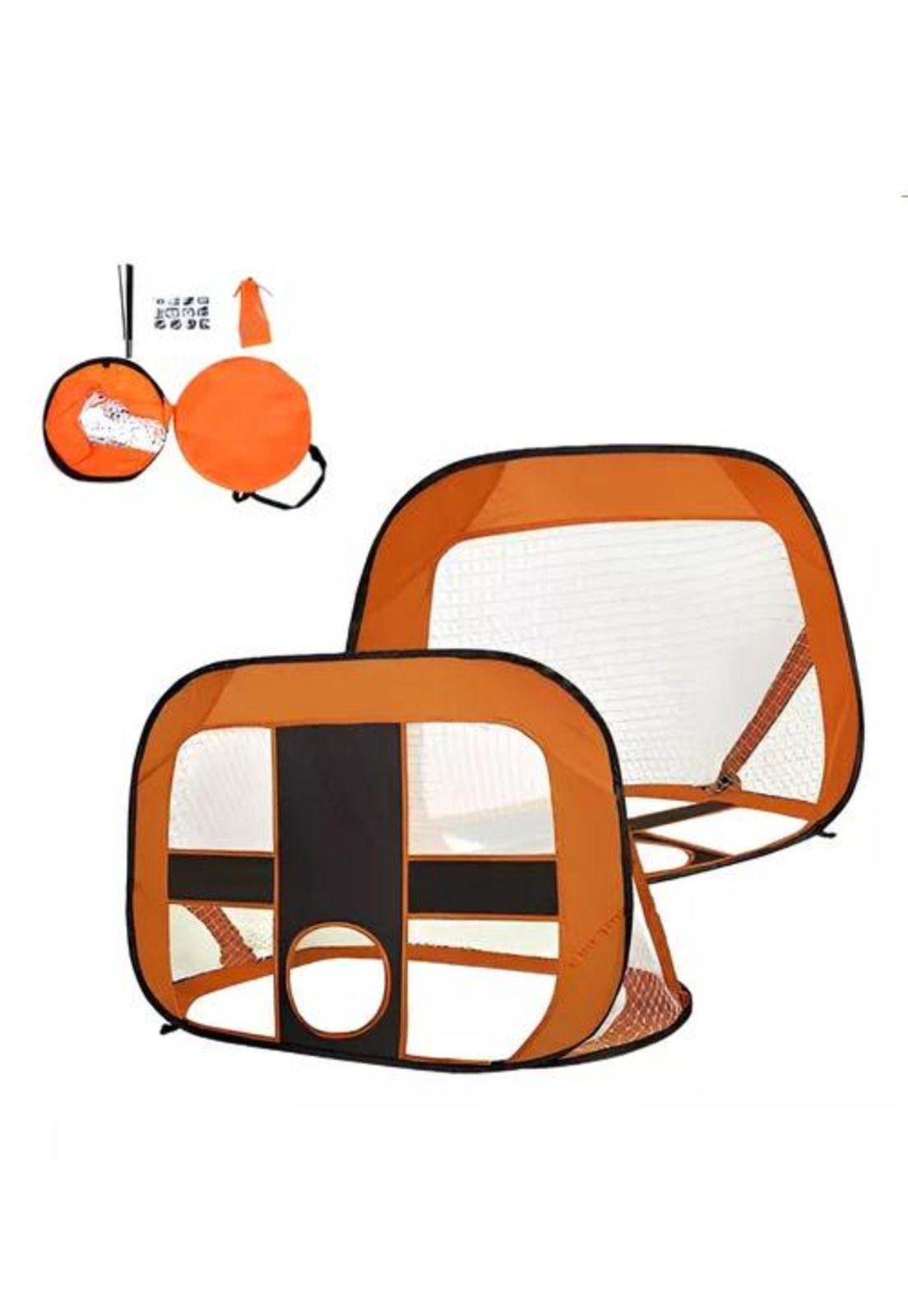 Arco de fútbol 5 tiros, doble uso práctica plegable naranja-3