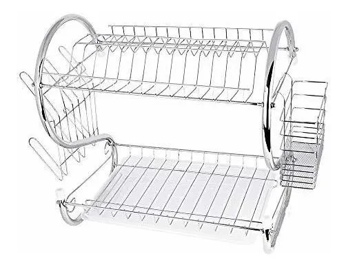 Secador platos 2 niveles con cubiertero y desagüe-0