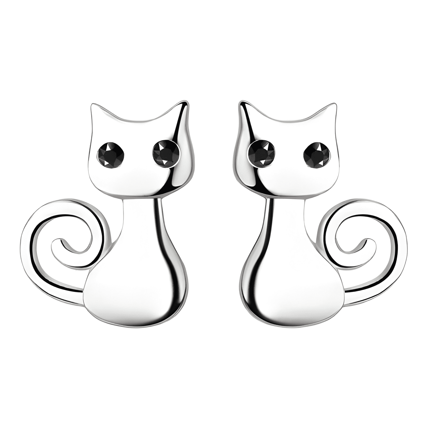 Aros Argolla Plata 925 Gatito Sentado Hipoalergénico Cierre-0