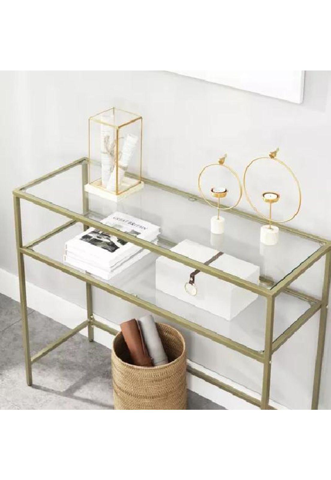 Mesa de arrimo vidrio Gold Premium-4