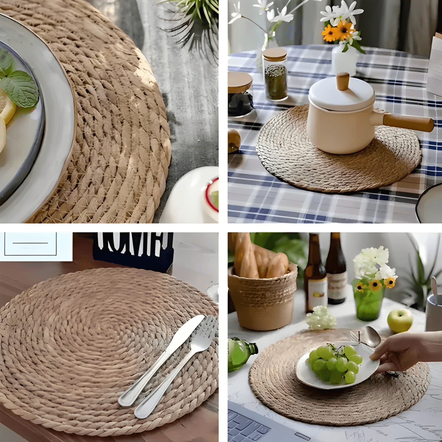 Set 6 individuales mantel fibra natural yute 35 CM pack 6 #2-2