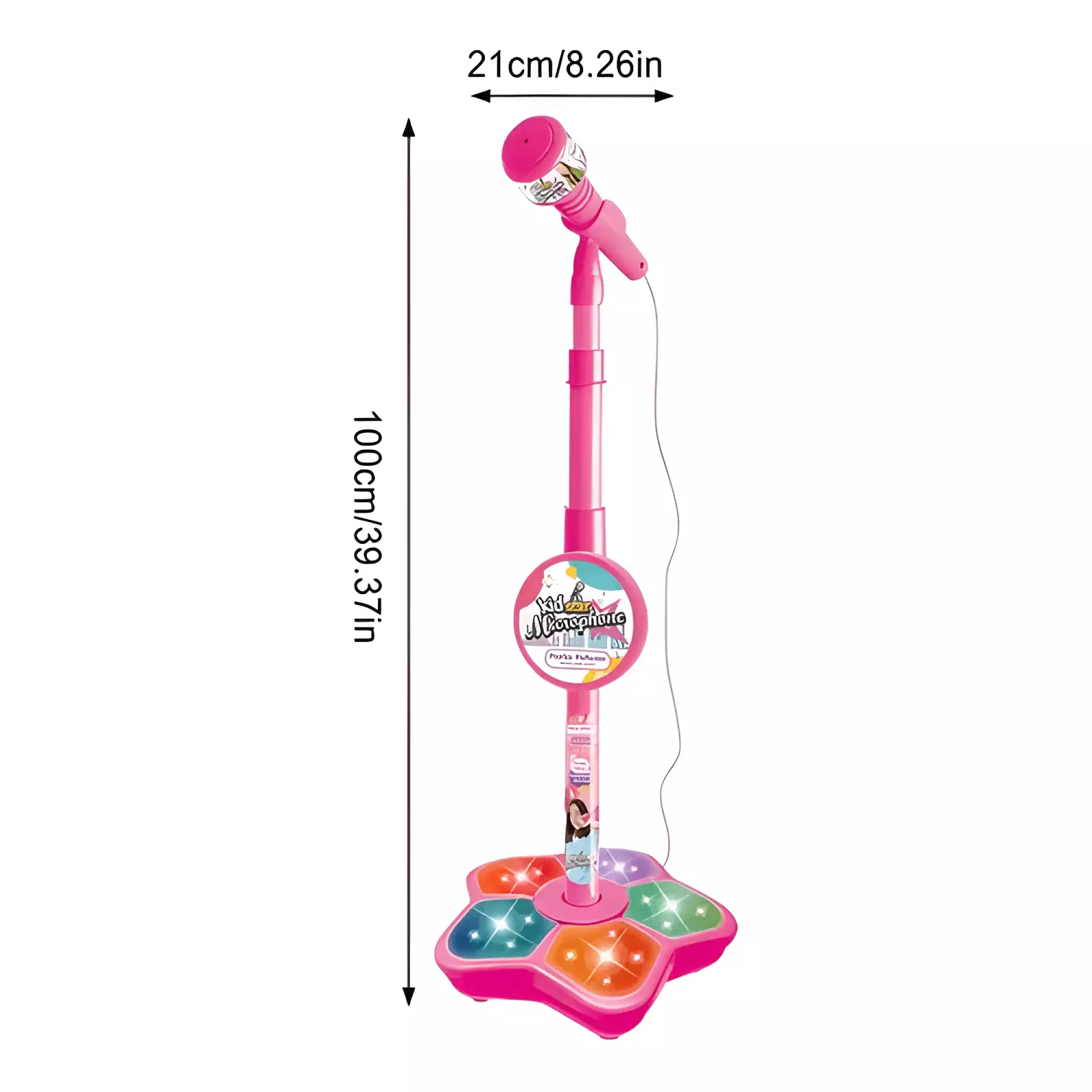 Infantil karaoke micrófono juguete de niños con base Rosa-1