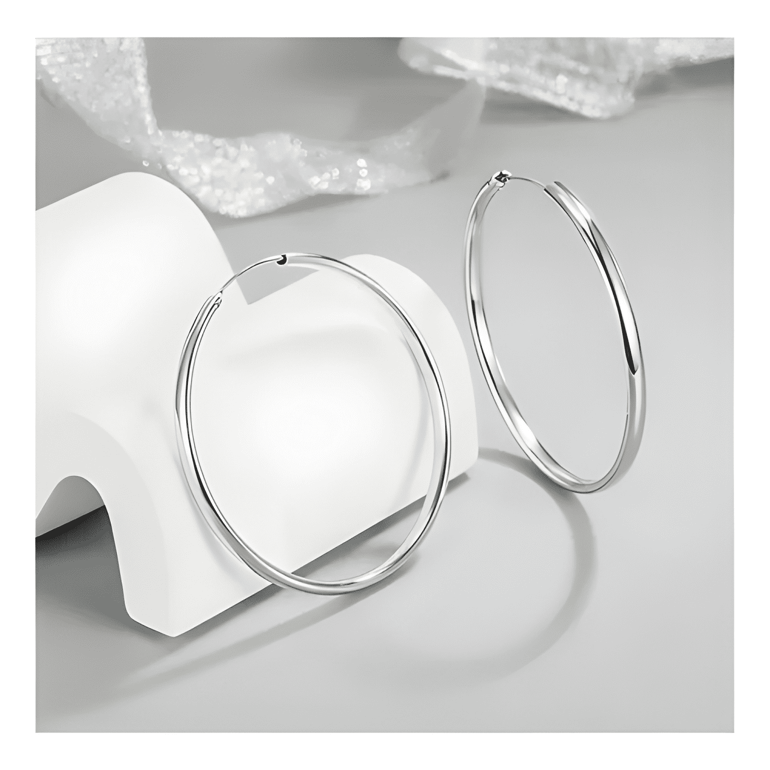 Aros Plata Argolla Borde Ovalado 40 Mm #2-4