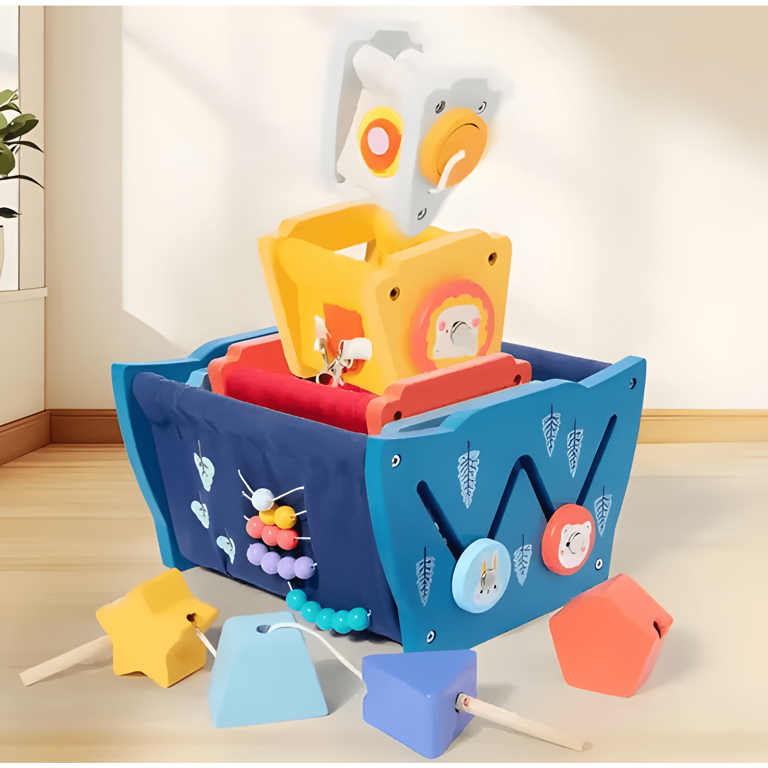 Juego didáctico sensorial y encaje de madera para niños-1
