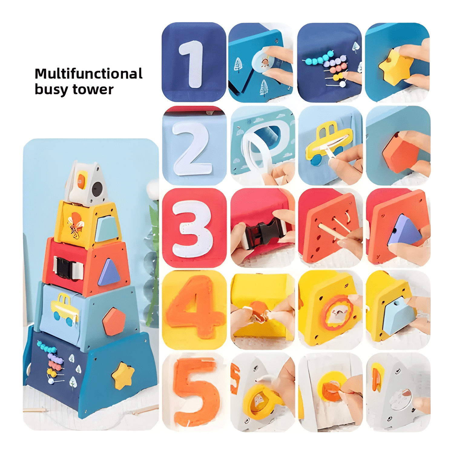 Juego didáctico sensorial y encaje de madera para niños-2