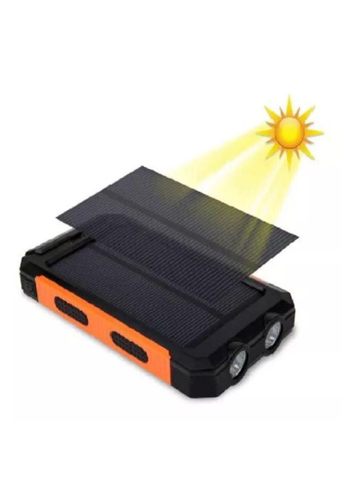 Batería portátil externa 20,000 mAh, 2 USB, solar power bank, negro-2