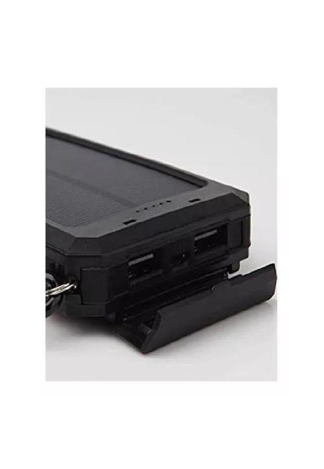 Batería portátil externa 20,000 mAh, 2 USB, solar power bank, negro-1