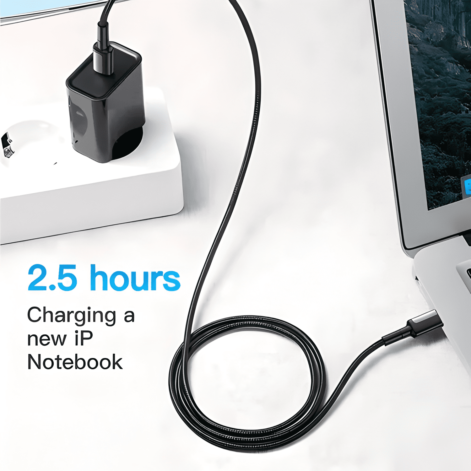 Cable tipo c a USB-C carga rápida 65w largo 2 metros . Negro-3