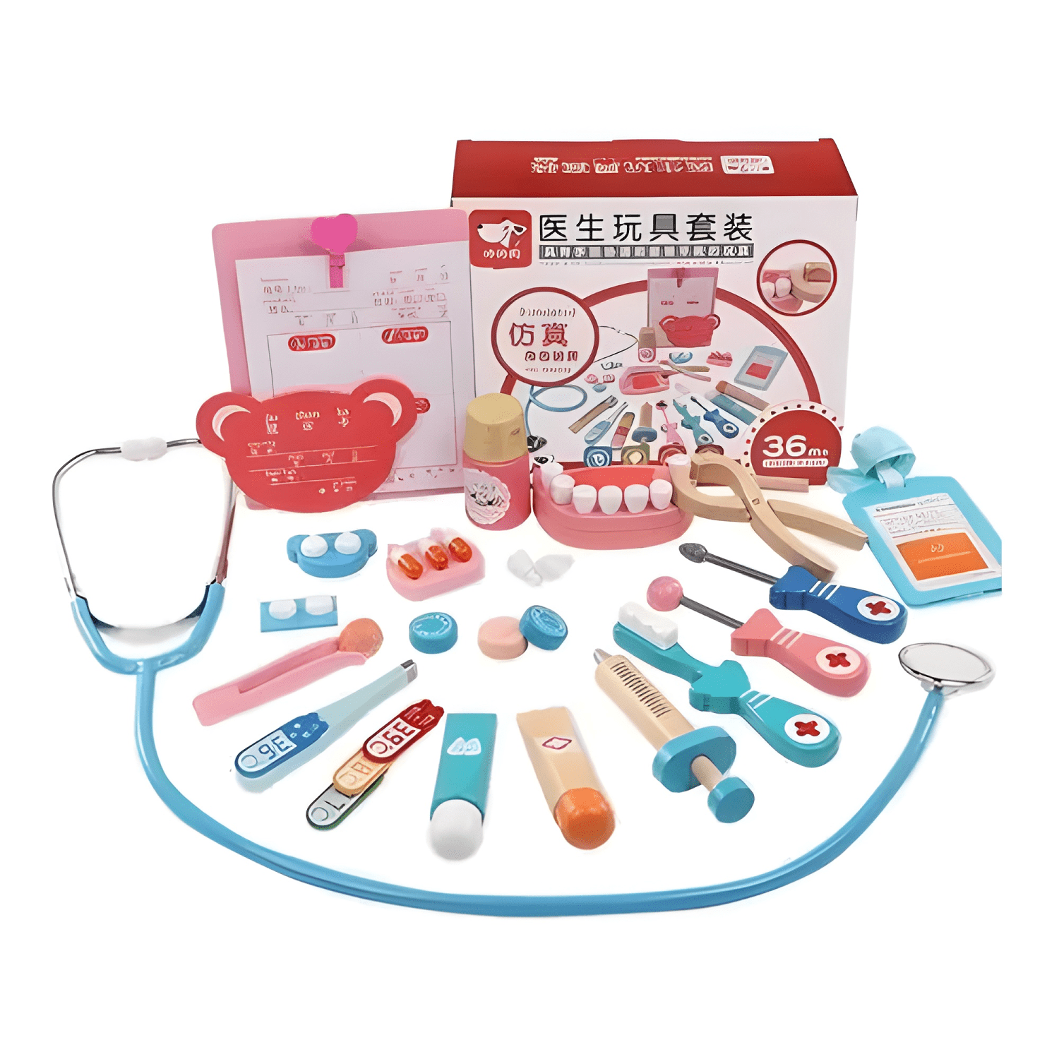 Juguete didáctico kit médico dentista madera niños #1-3
