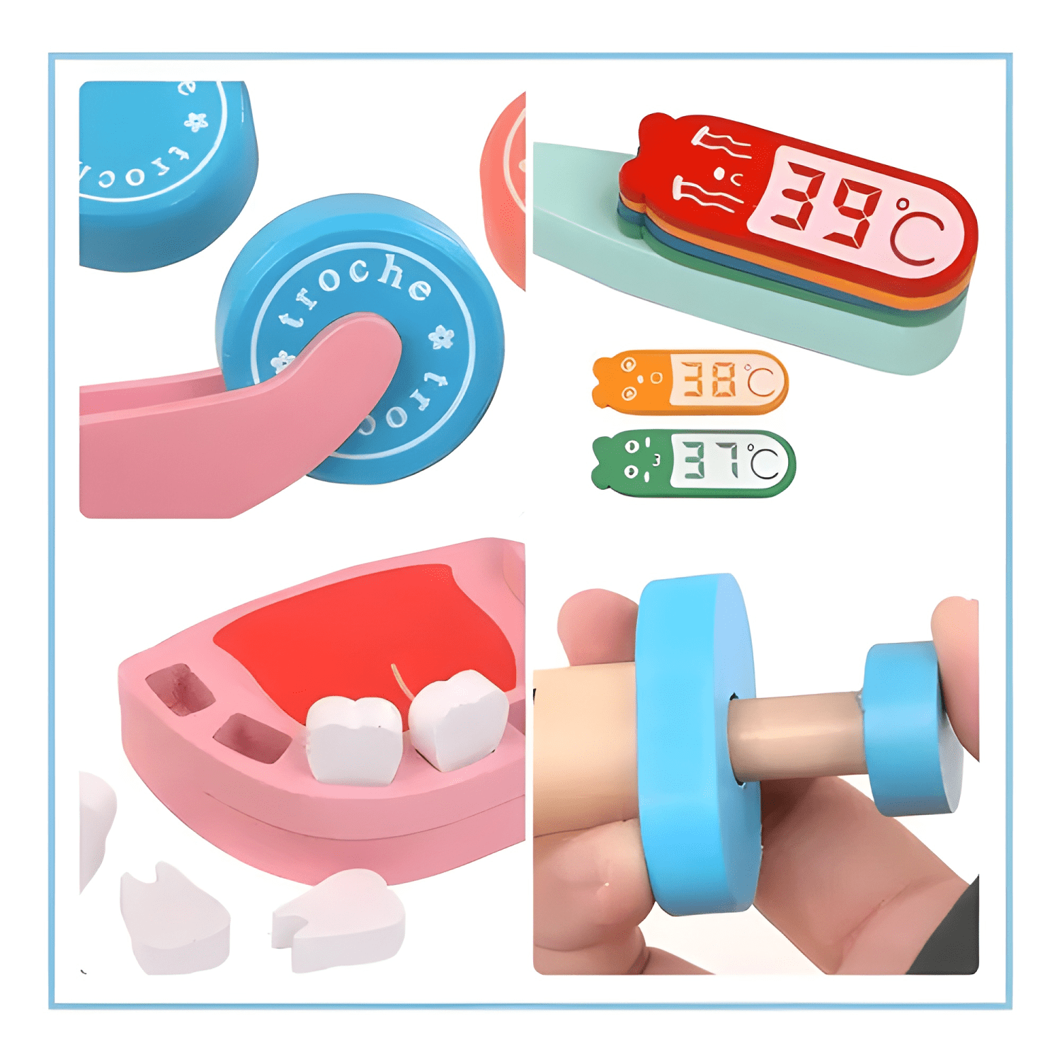 Juguete didáctico kit médico dentista madera niños #1-4