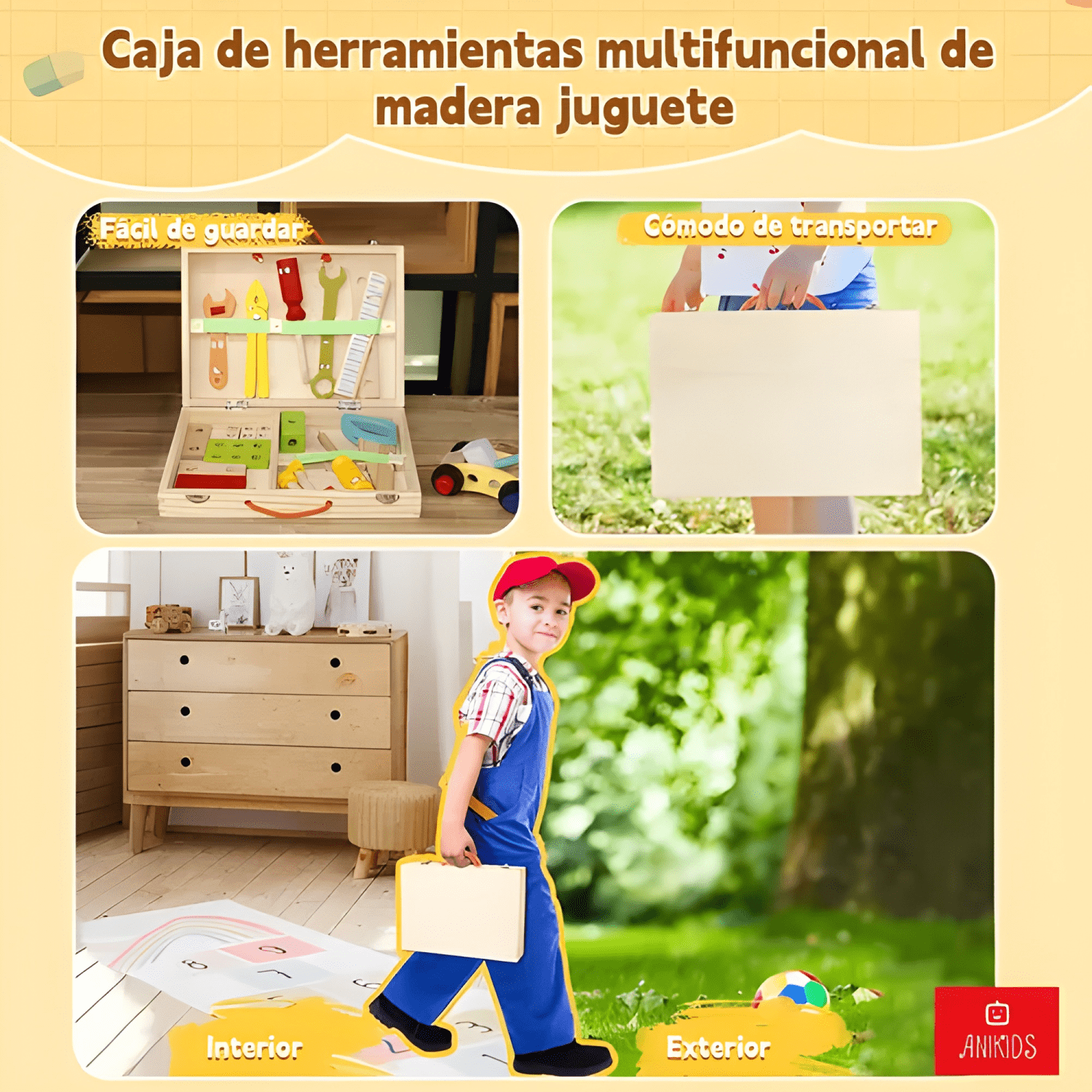 Caja de herramientas madera juguete Montessori didáctico #1-3