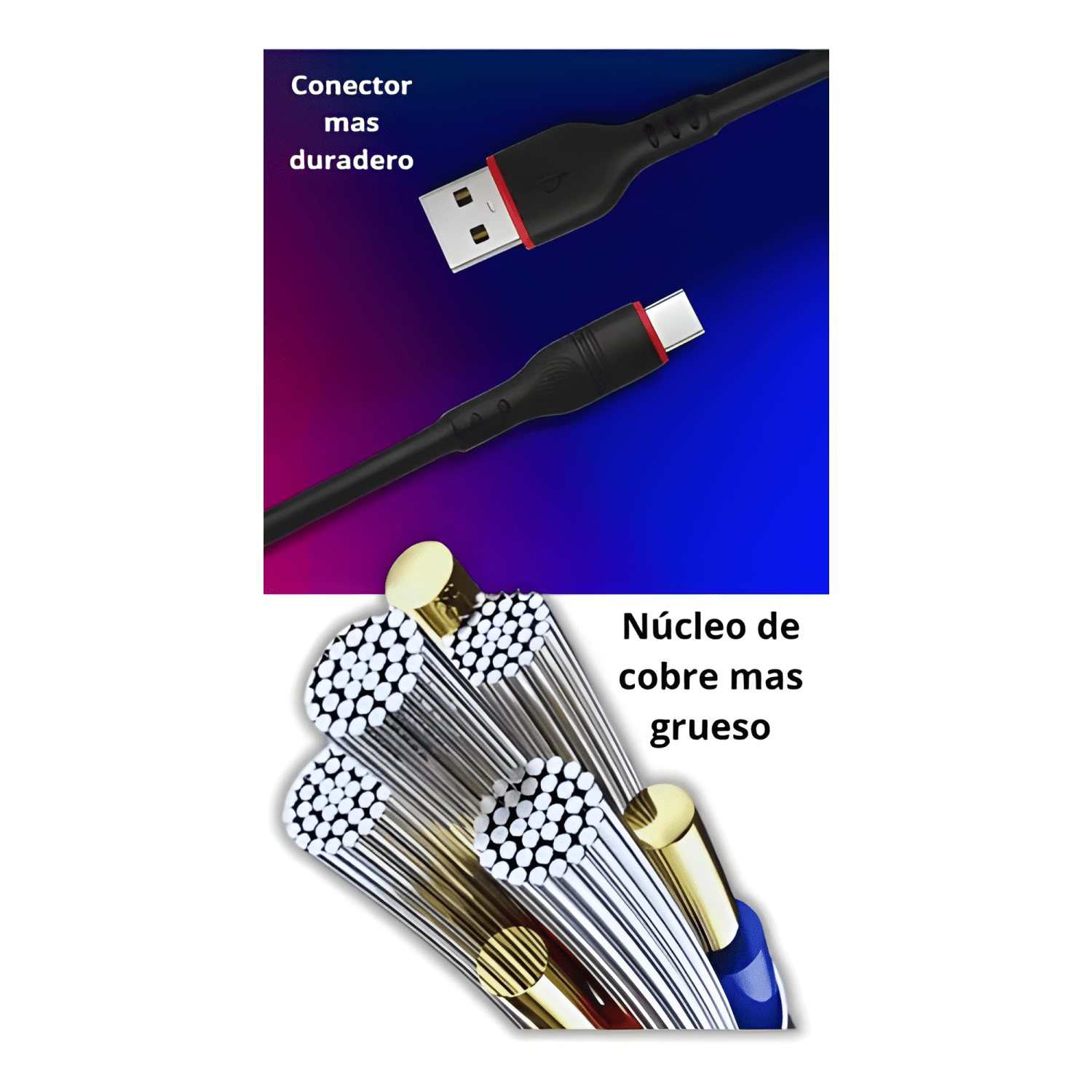 Cable USB tipo c 6a 1m carga rápida y transferencia #7-3
