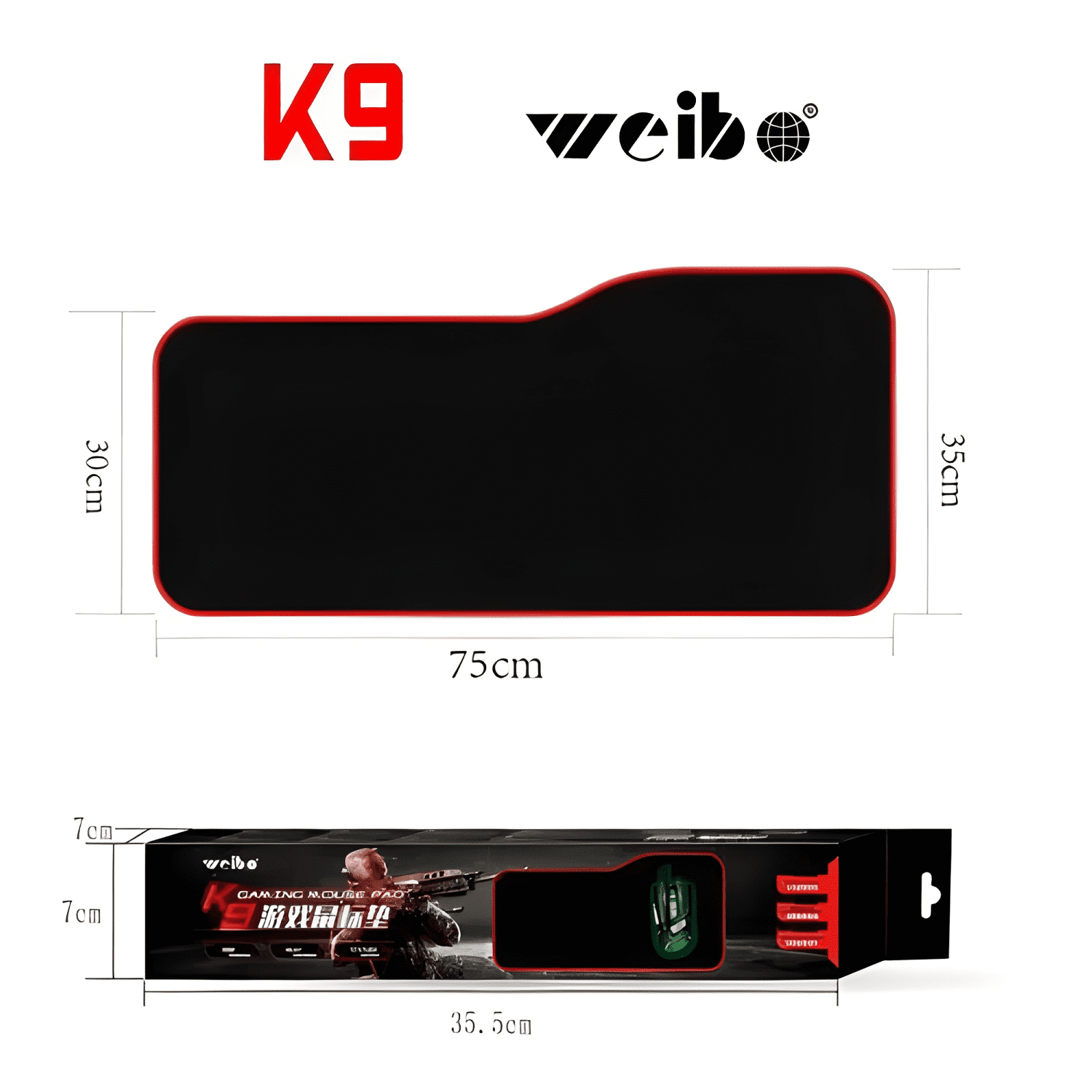Mouse Pad Gamer Xl Antideslizante Borde Cosido 75x35cm Negro-1