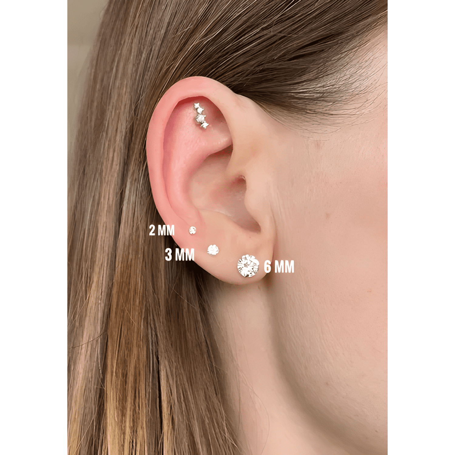 Aros Circon Brillante 6 Mm Plata 925 Hombre Mujer Zarcillos-3