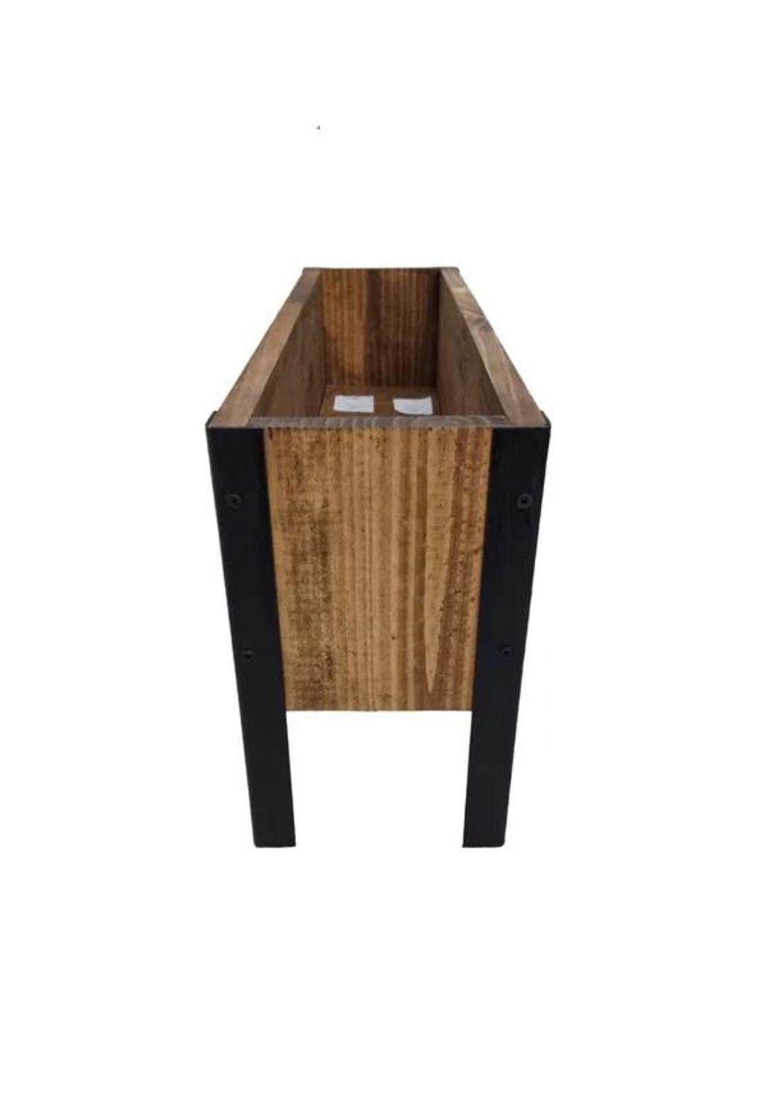 Macetero de Madera 60cm Color Roble con Patas de Fierro-1