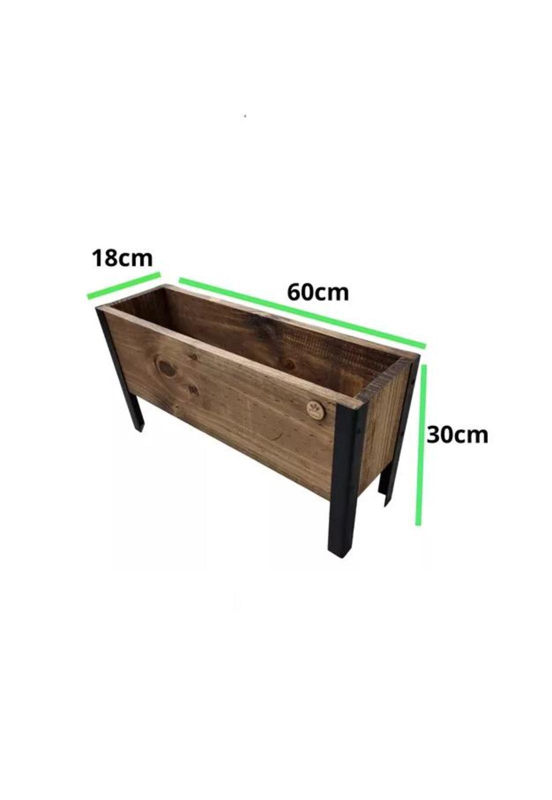 Macetero de Madera 60cm Color Roble con Patas de Fierro-2