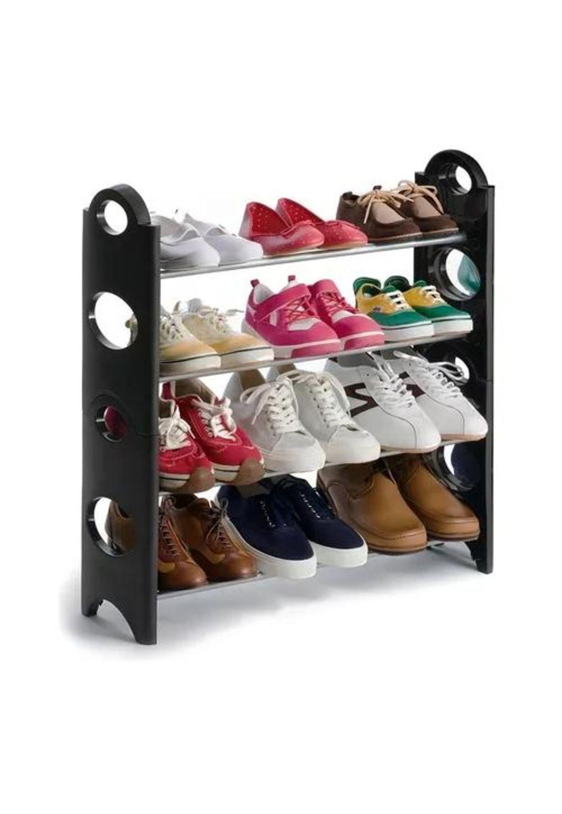 Rack zapatera organizador para 12 pares 4 niveles negro-2
