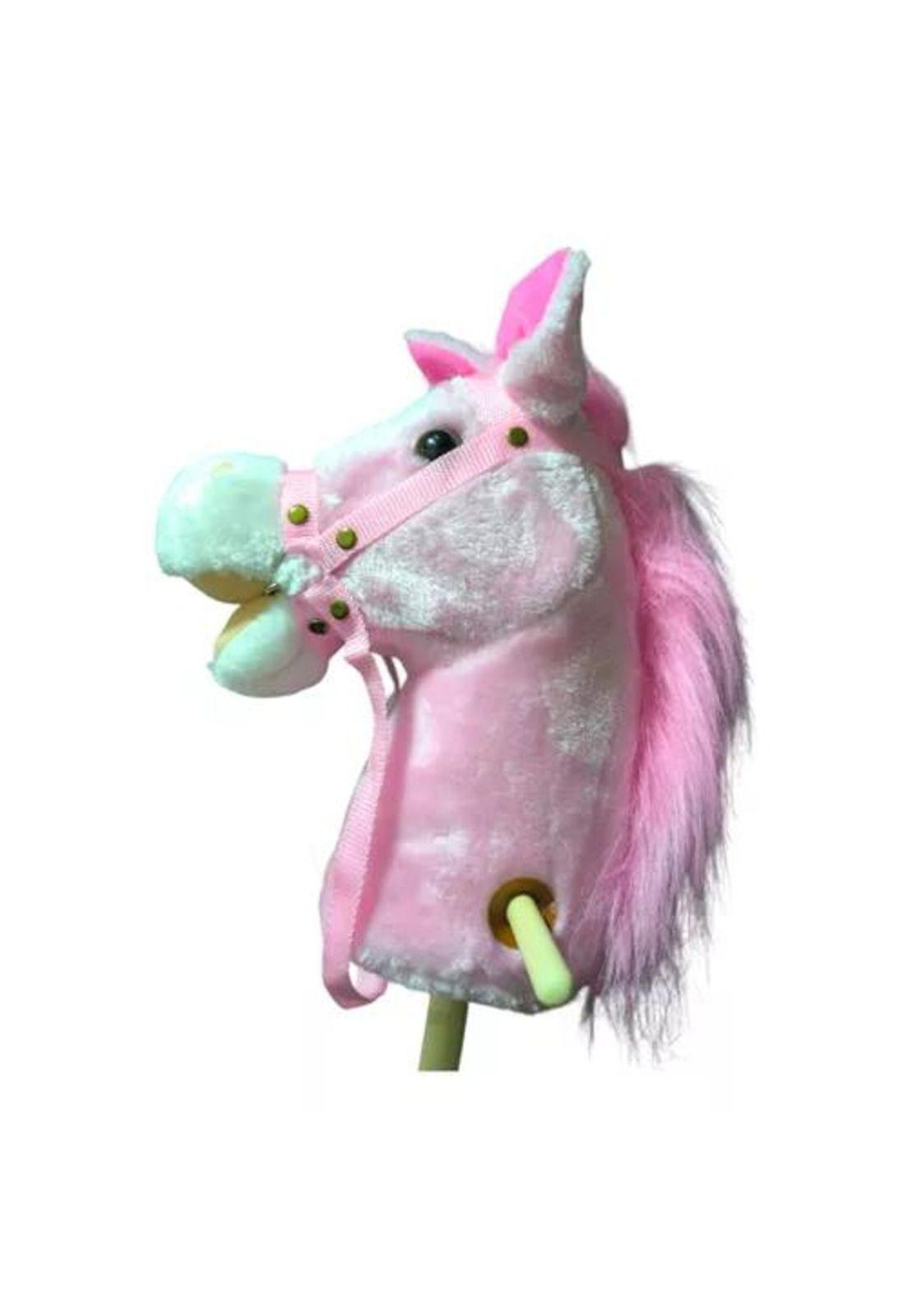 Caballito de Palo con Sonido y Rueda - 100 cm para Niños Color Rosado-5