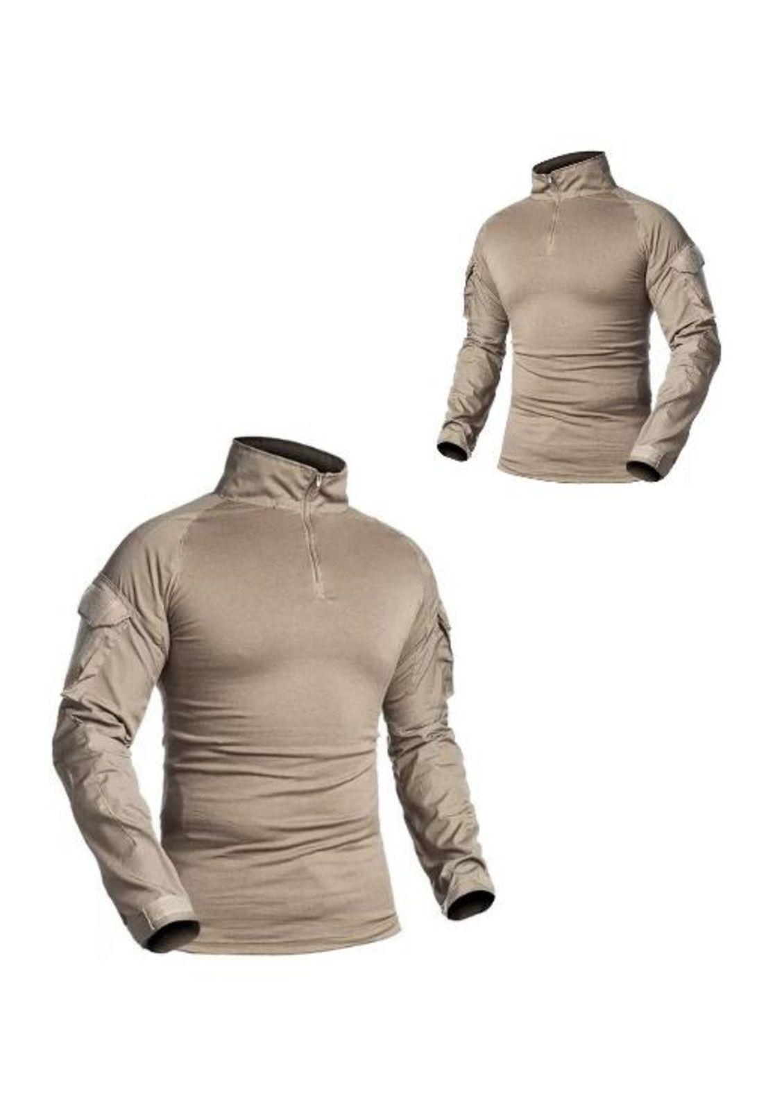 Polera Táctica Combat Shirt Militar Airsoft, Color Beige, Talla 2XL-1