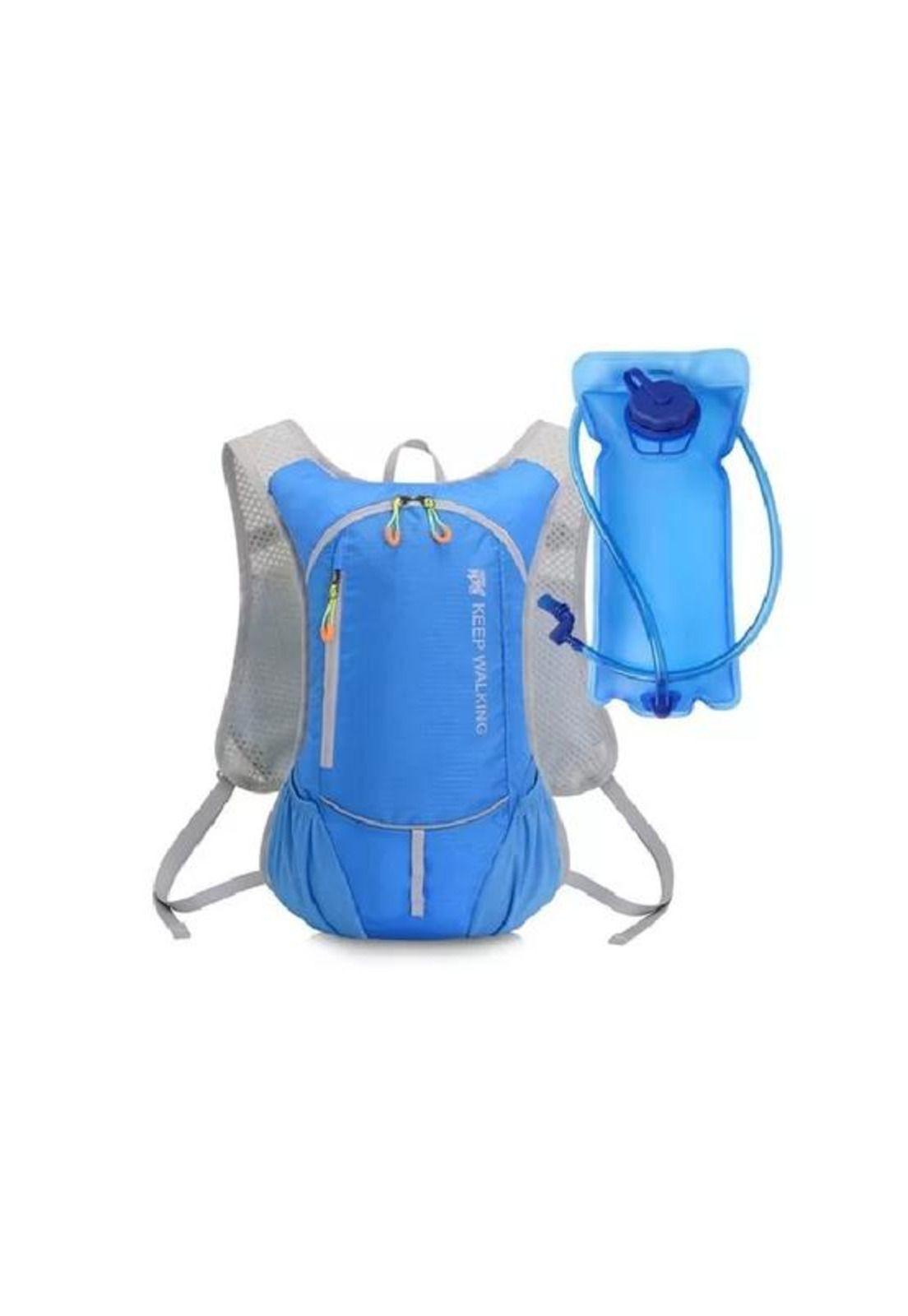 Mochila ultraligera outdoor trekking running + bolsa agua azul-2