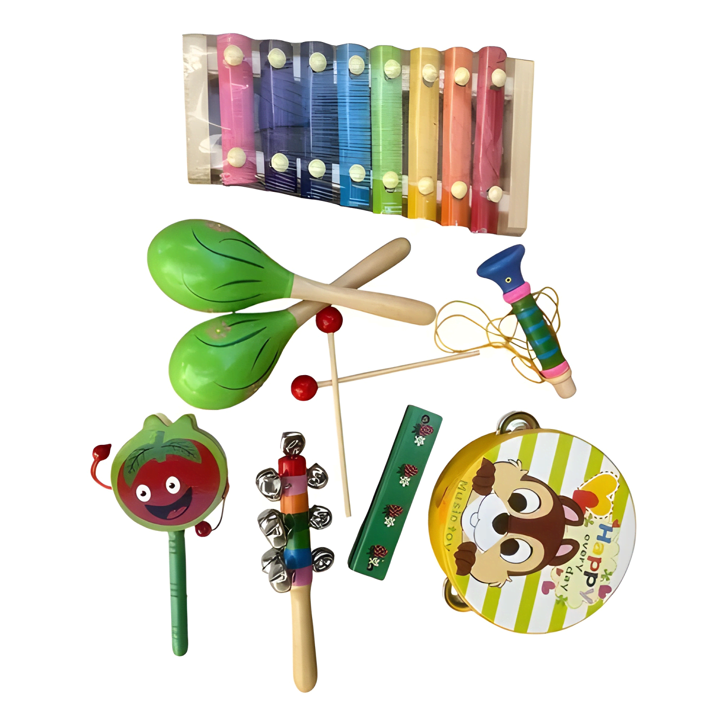 Set x8 instrumentos musicales montessori madera para niños-2