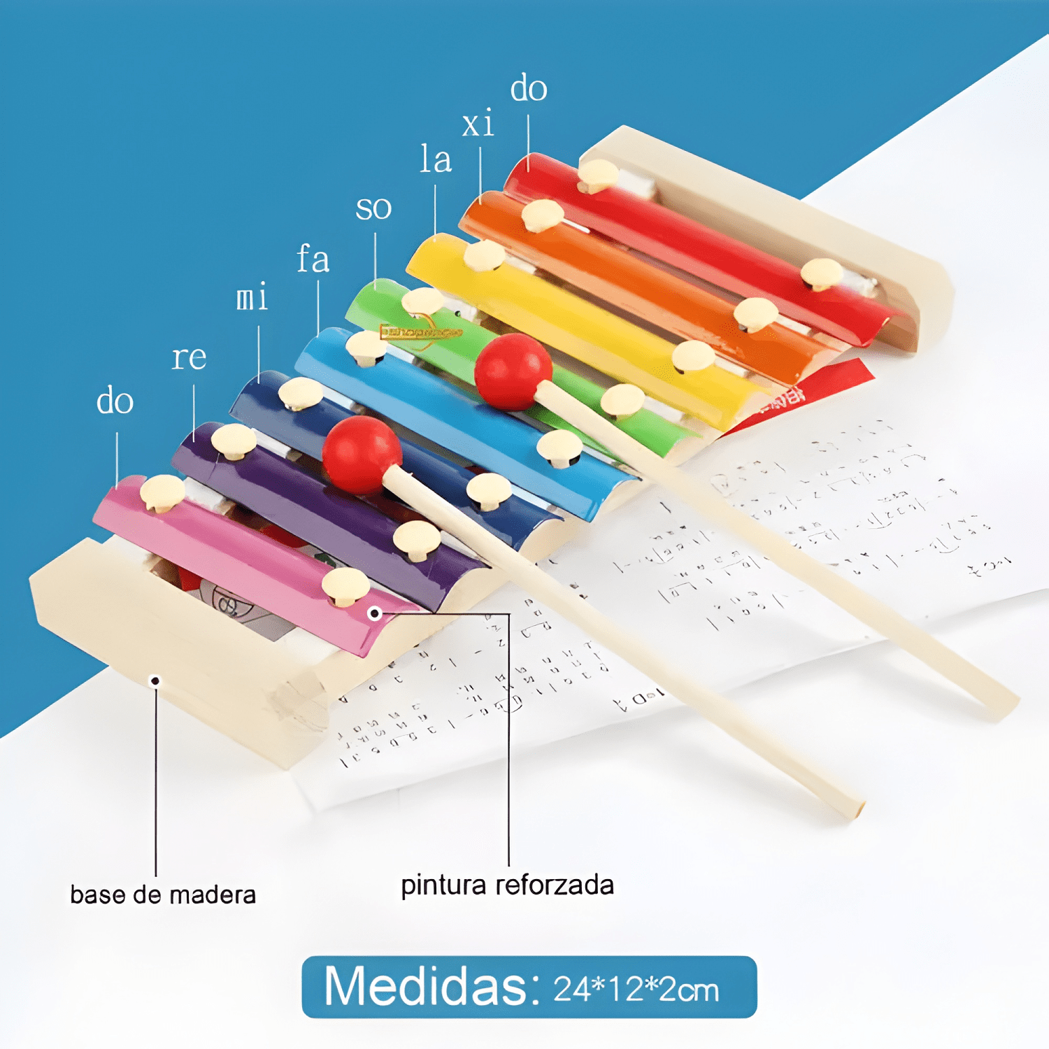 Set x8 instrumentos musicales montessori madera para niños-4