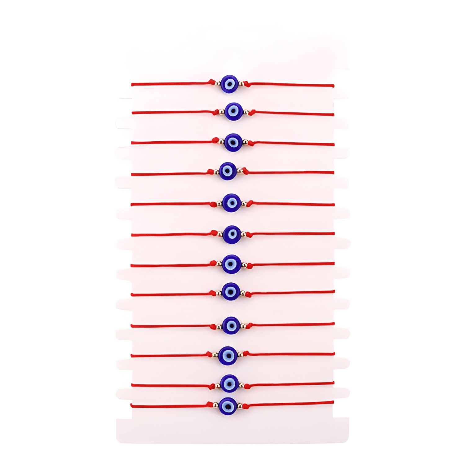 Pack de 12 pulseras ojo turco en hilo protección suerte Rojo-0