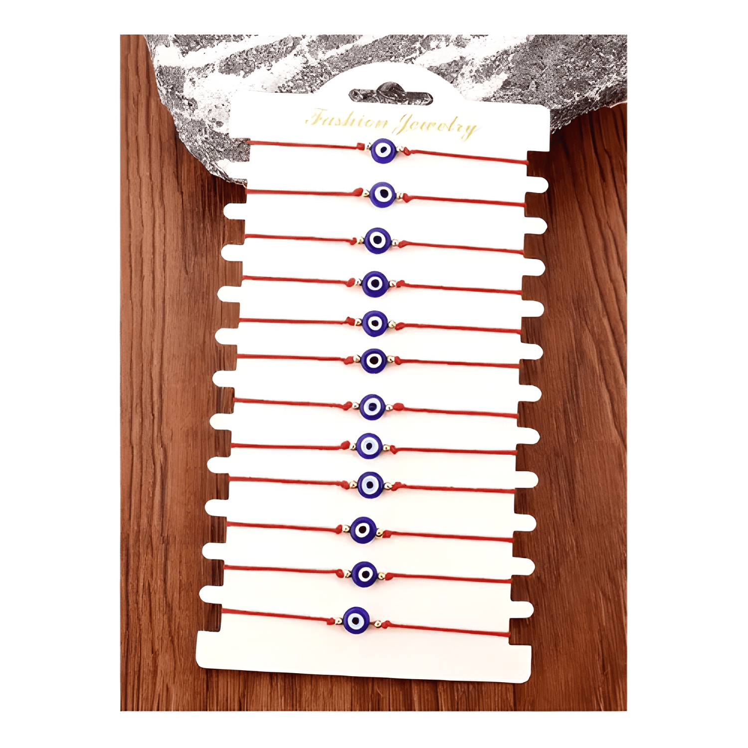 Pack de 12 pulseras ojo turco en hilo protección suerte Rojo-2