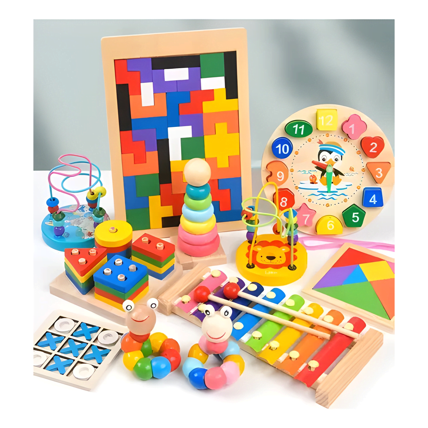 Pack 11 juguetes didácticos de madera niños montessori #2-2