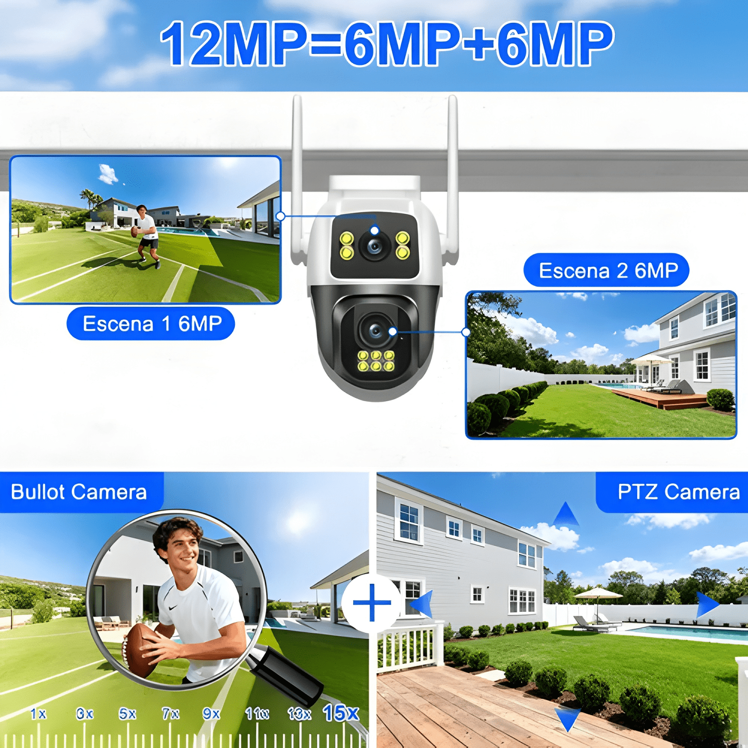 Atsg® 5g/2.4g 2 Lente 2 Pantalla Cámara de Seguridad 12mp-3