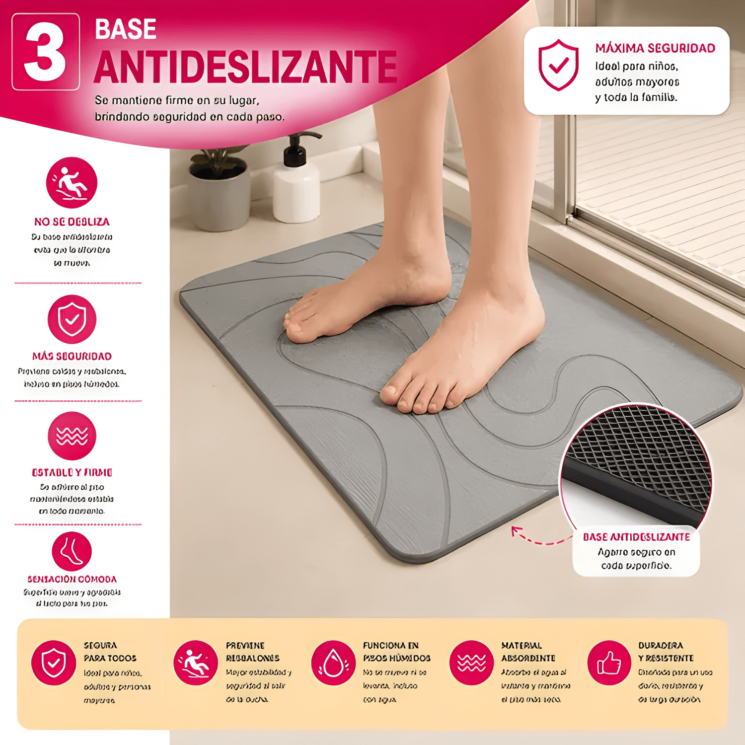 Piso Alfombra De Baño Piedra Diatomita Secado Rápido #7-1