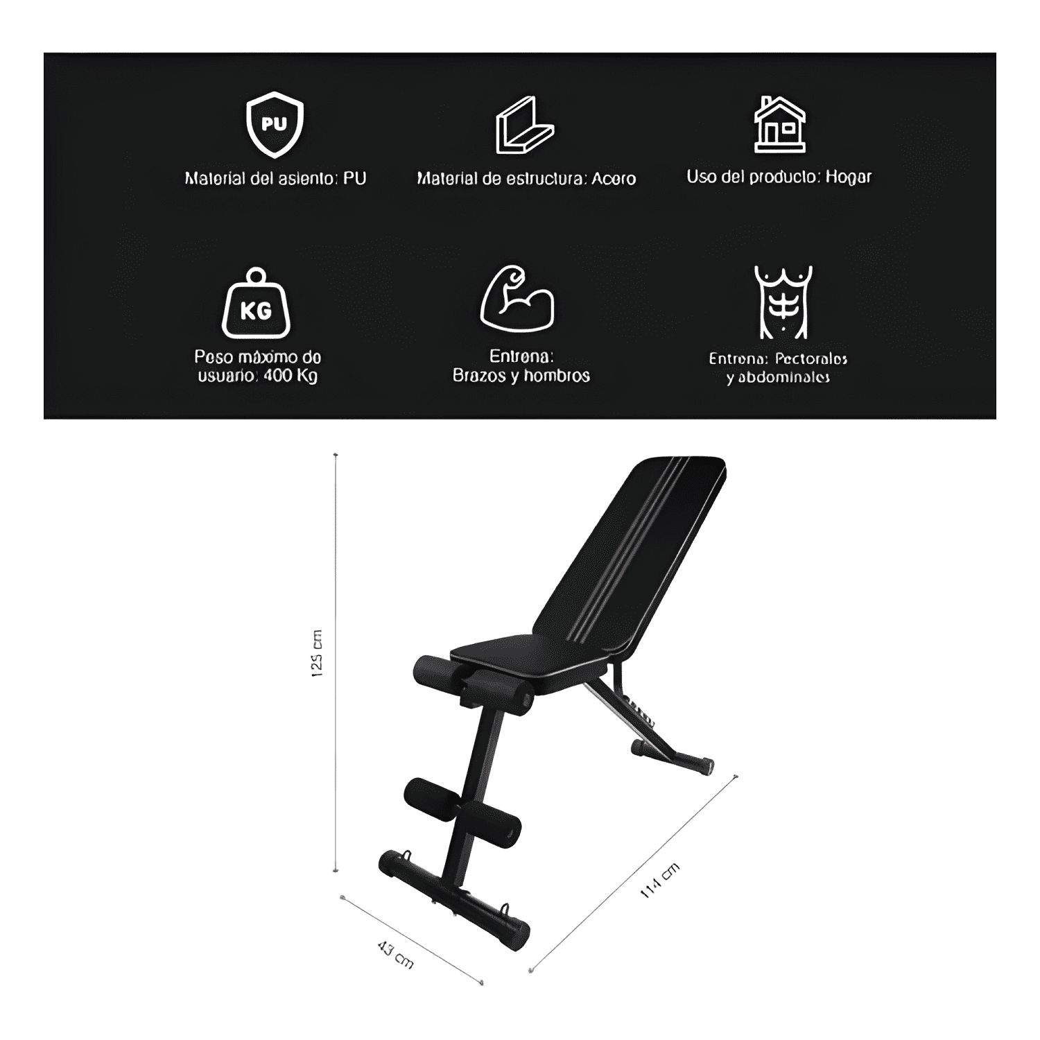 Banco multifuncional de ejercicios plegable reclinable #4-2