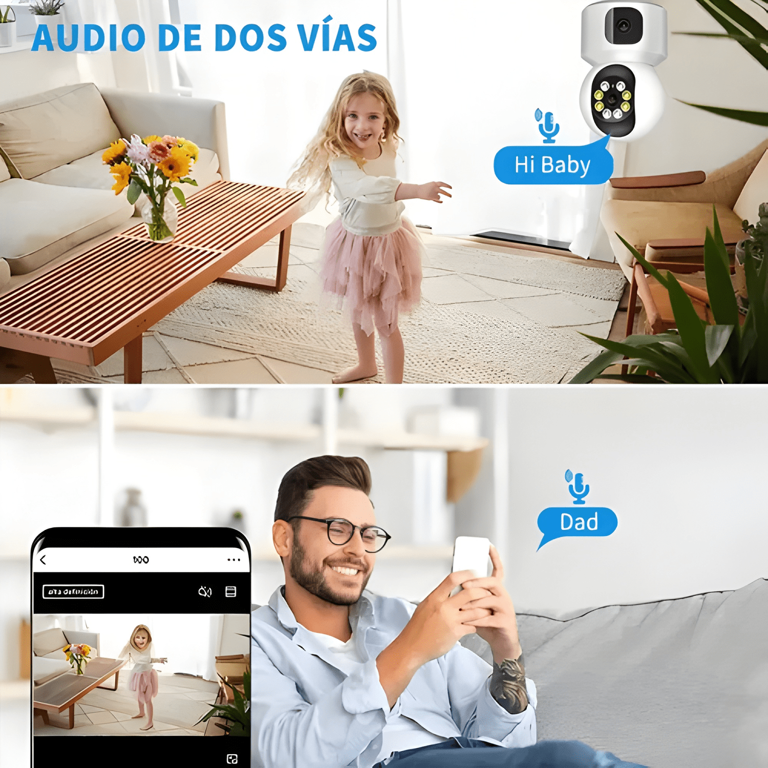 Atsg Cámara de Seguridad Doble Pantalla Wifi Ip 360 Full Plu-2