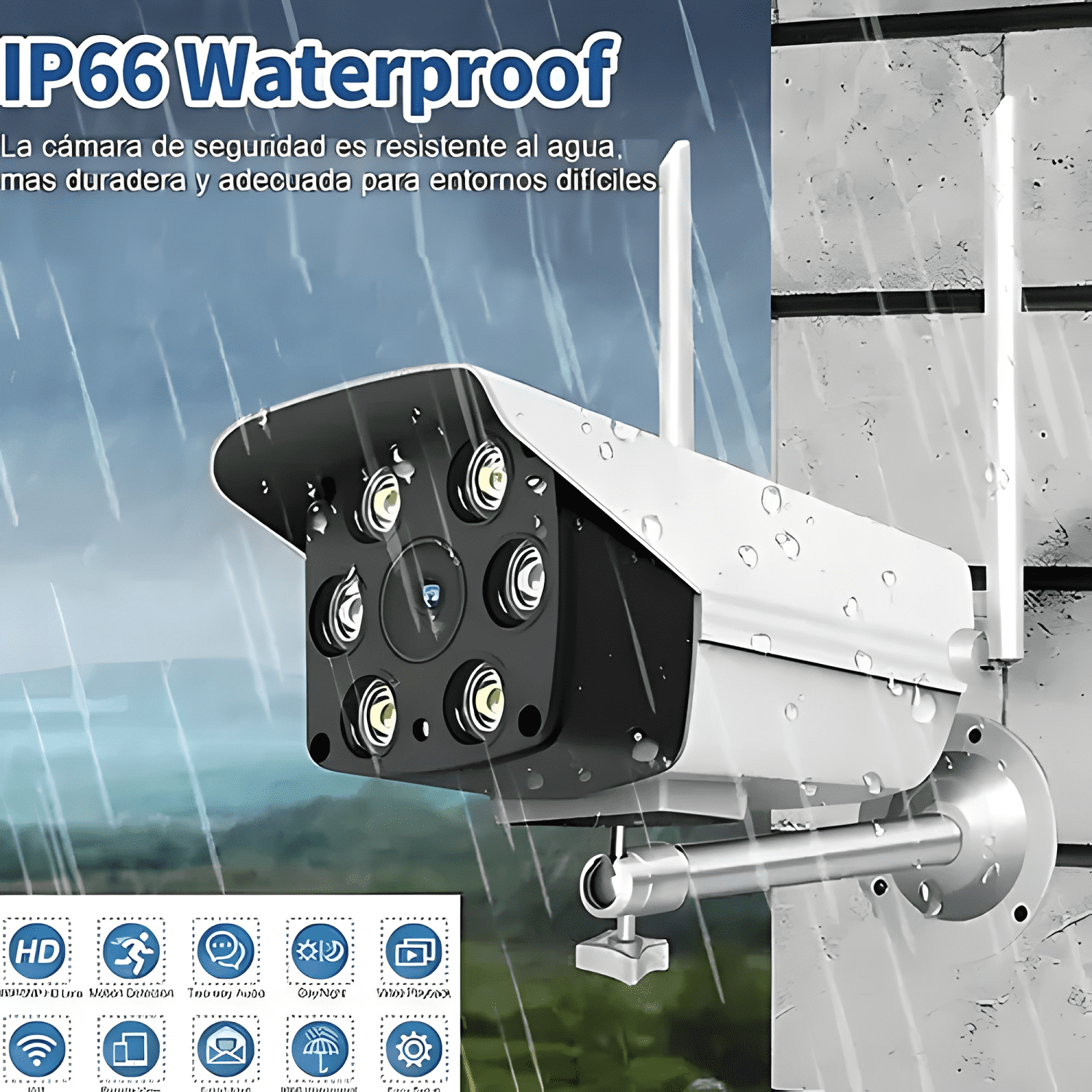 Camara Ip Exterior Inalamabrica Wifi 1080 Hd +soporte Blanco-3