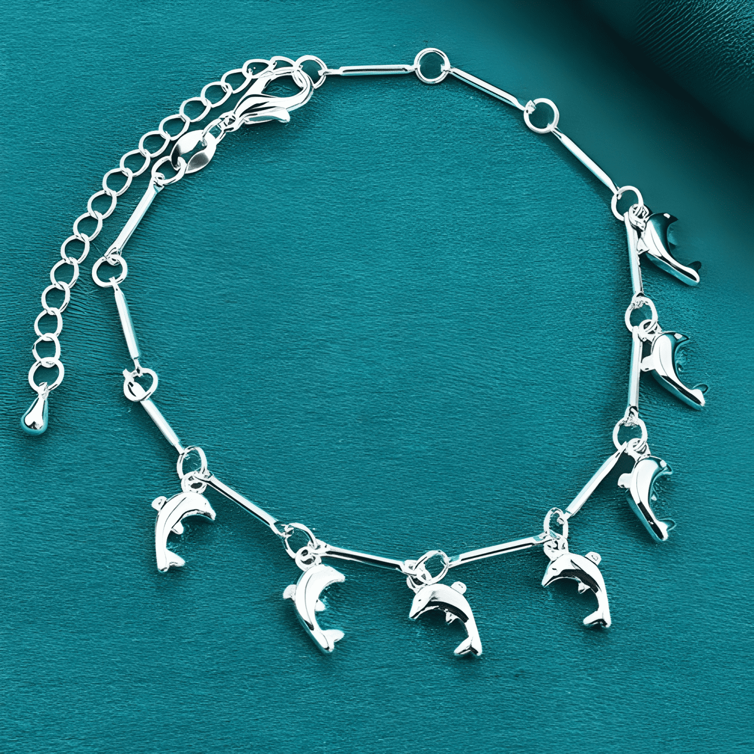 Pulsera plata 925 para dama mujer elegante delfin charm #2-2