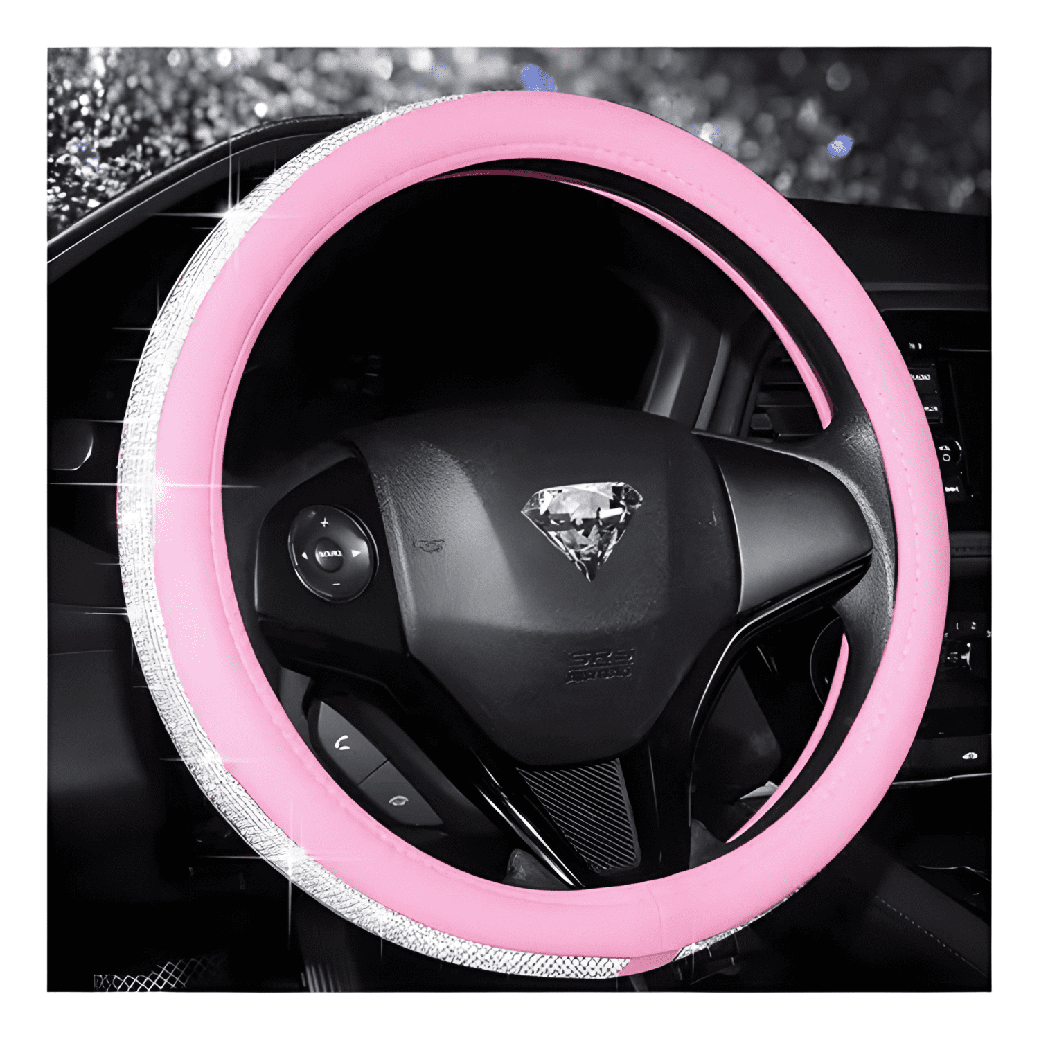 Funda Cubre Volante Auto Diamante Redondo Estilo Luxury-3