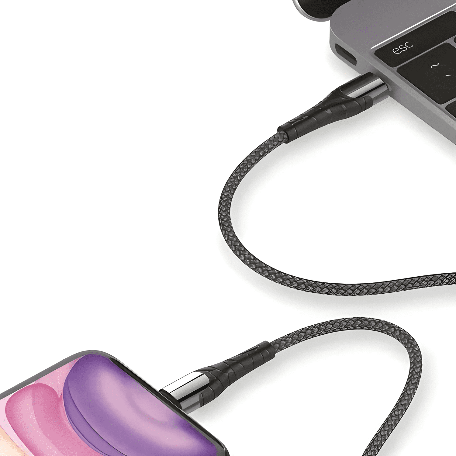 Cable adaptador USB tipo c a lightning 1m carga Negro-4