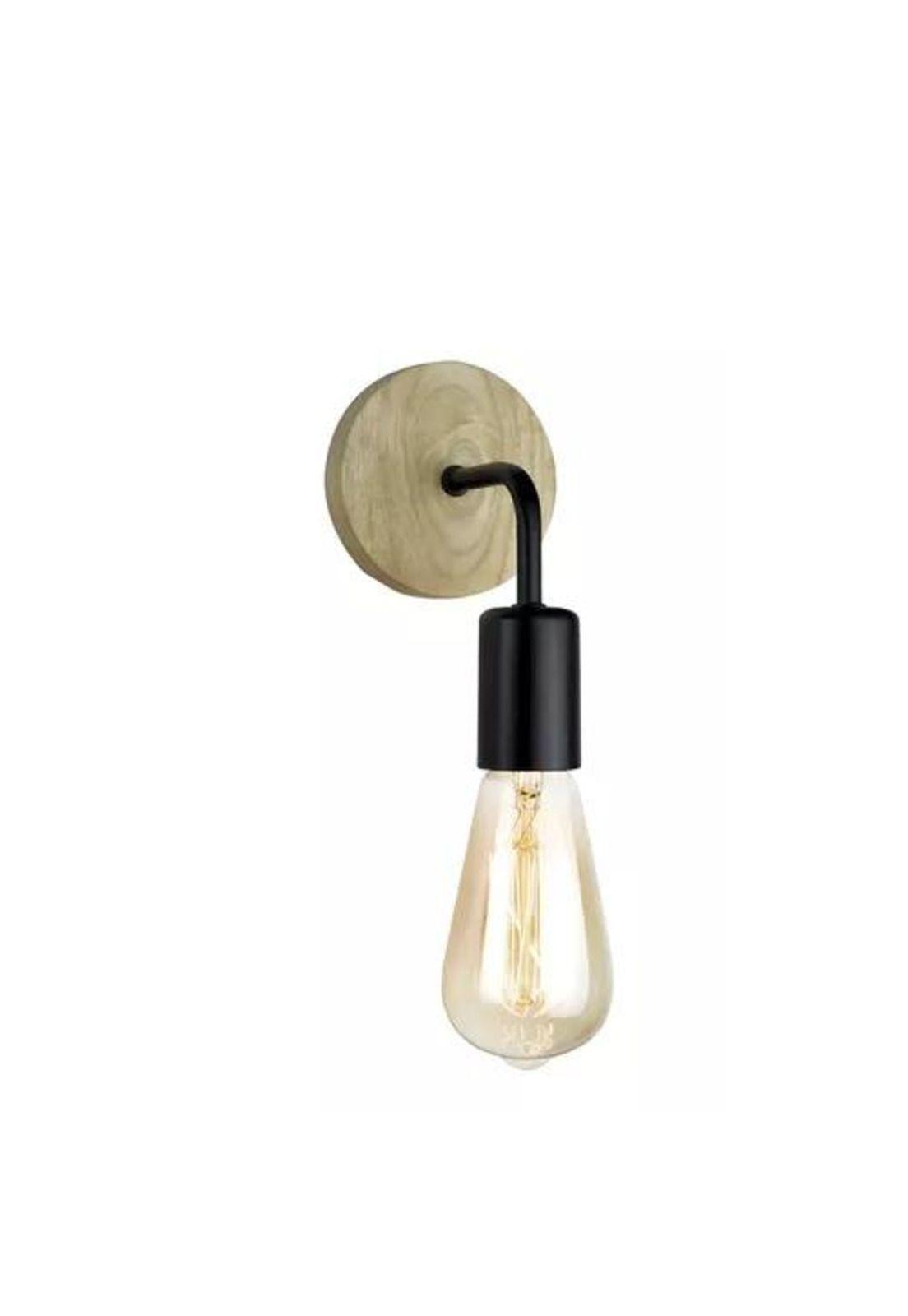 Aplique lámpara de madera, porta luces, color negro/madera-3