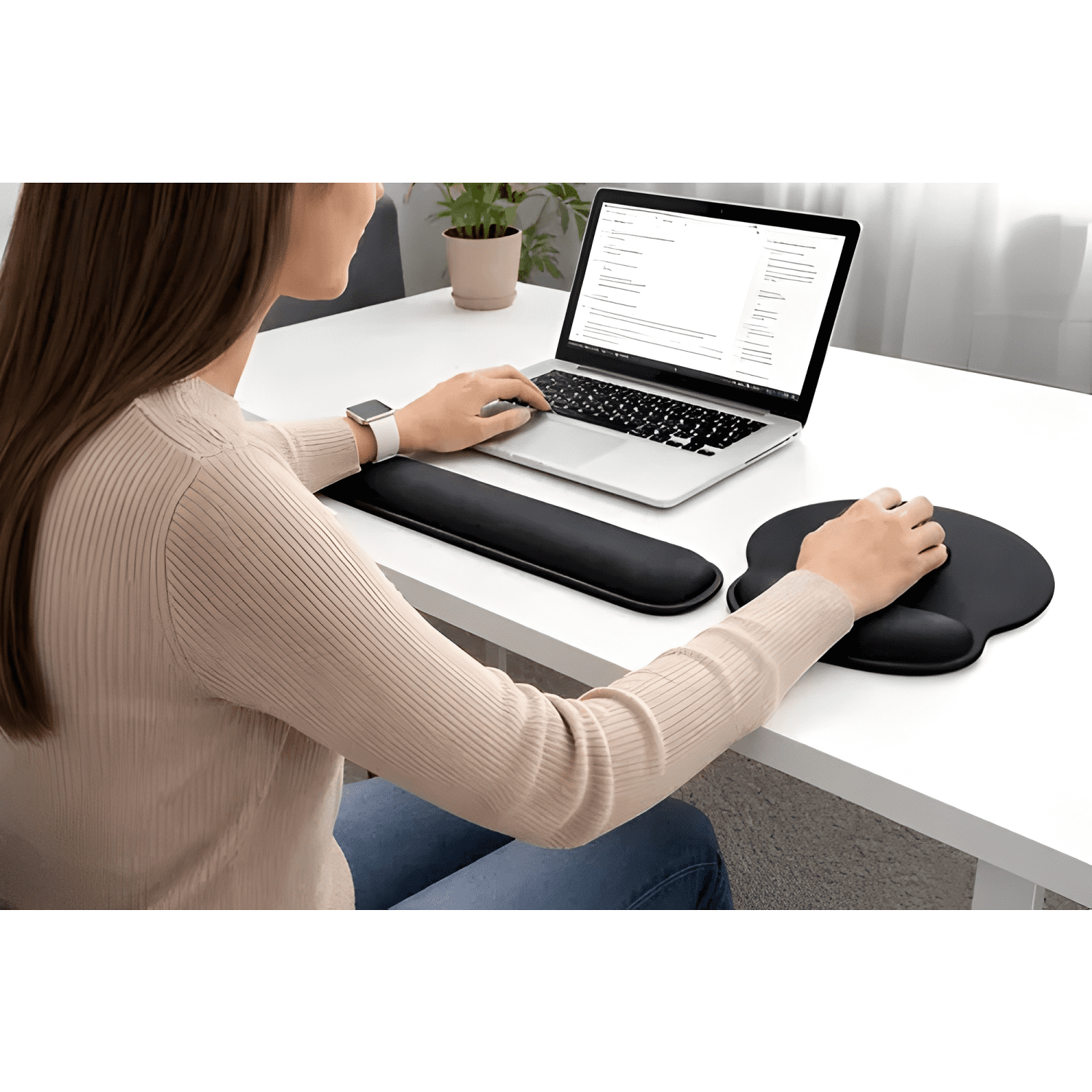 Reposa Muñecas para Teclado + Mouse Pad con Apoya Muñeca Ult-1