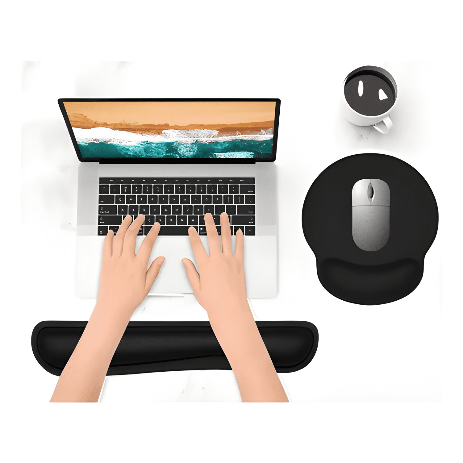 Reposa Muñecas para Teclado + Mouse Pad con Apoya Muñeca Ult-3