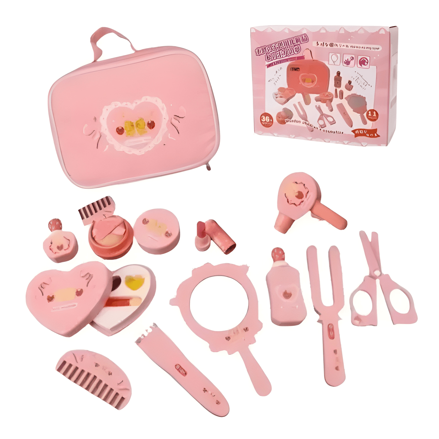 Set de maquillaje cosmetiquero de madera para niñas-1