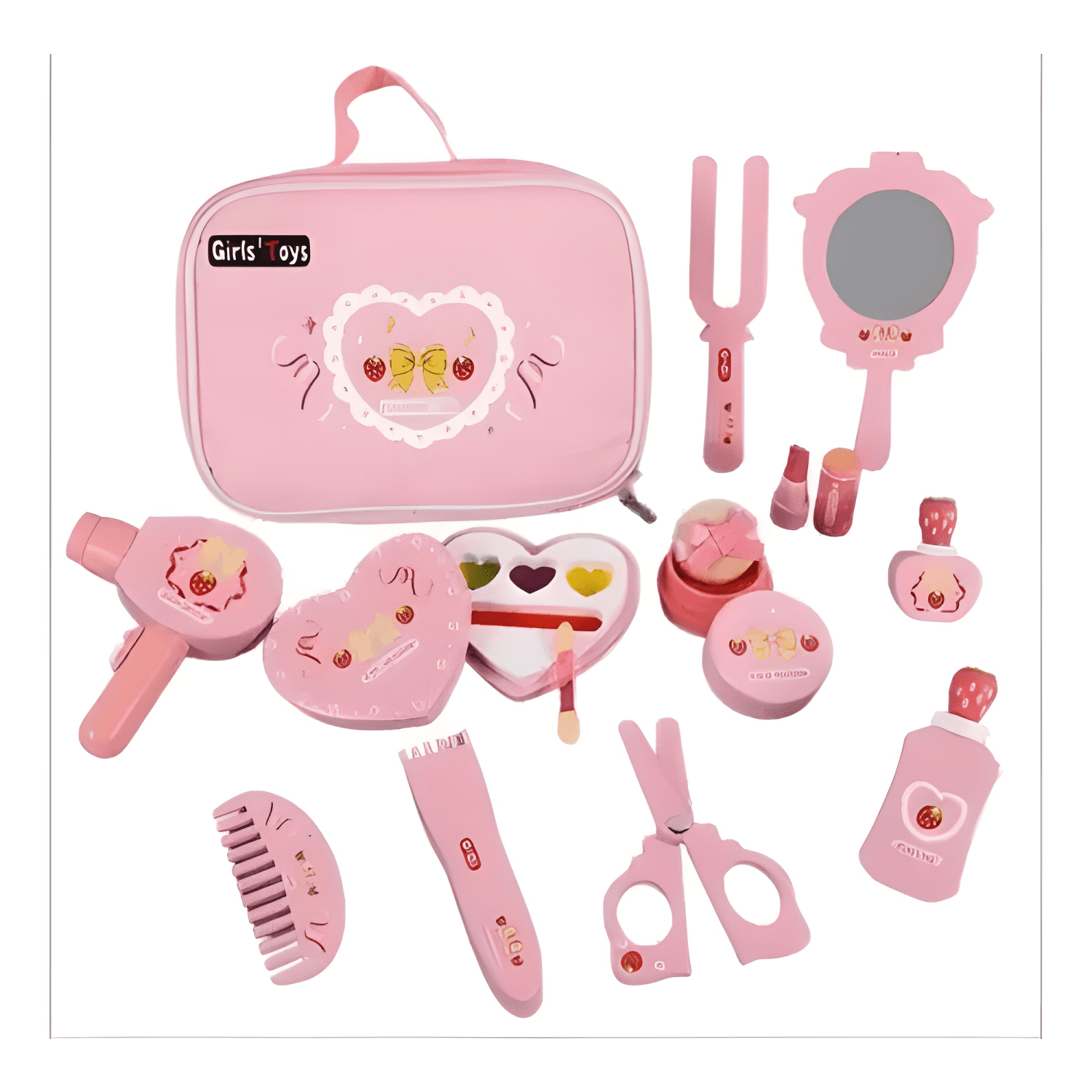Set de maquillaje cosmetiquero de madera para niñas-3