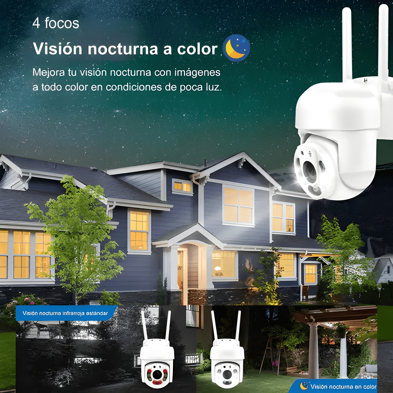 Cámara Seguridad Wifi Audio Bidireccion Alarma Ip66 Blanco-4
