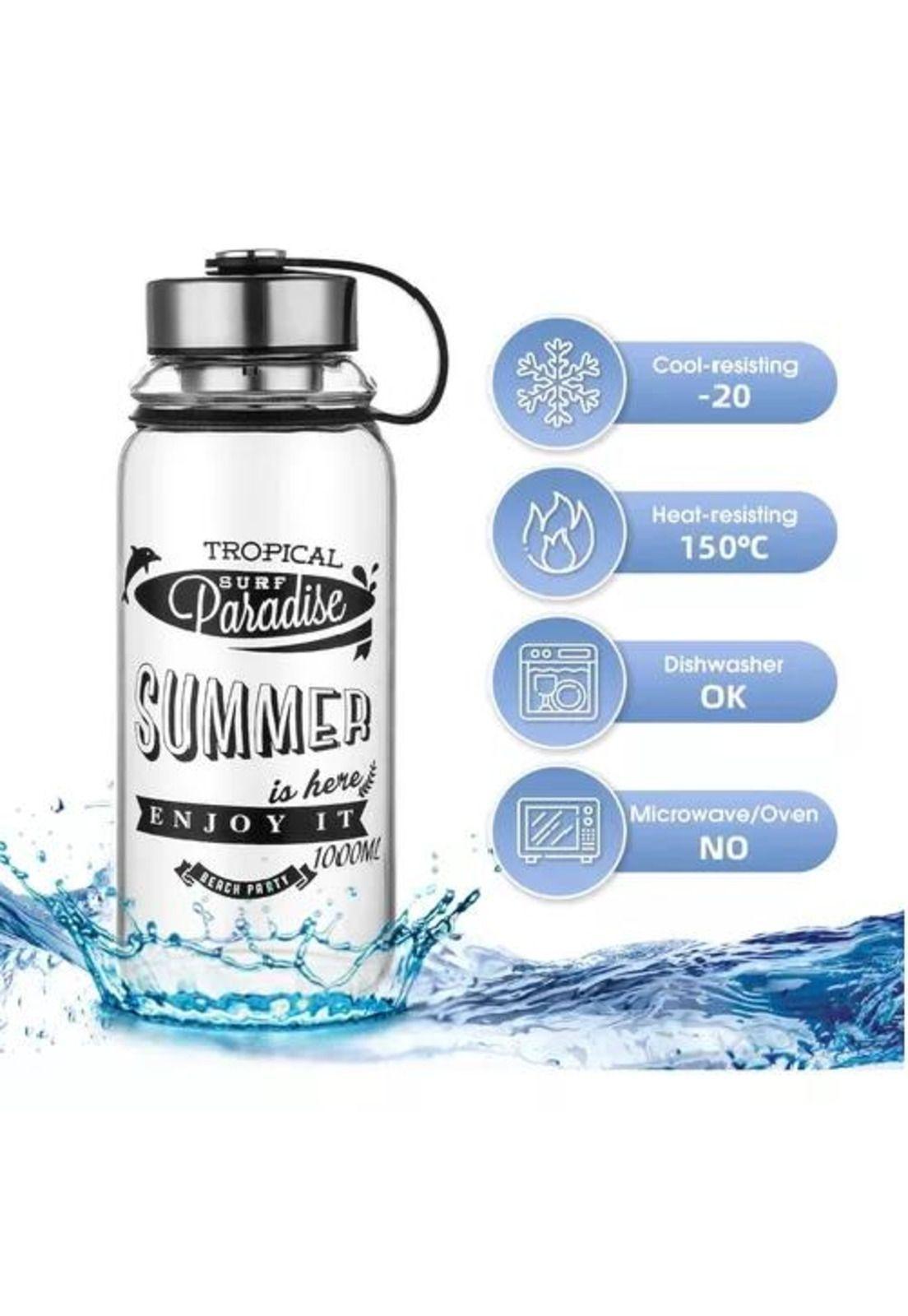 Termo Botella de Agua - Vidrio, Tapa Rosca y Filtro Colador, 1000 ml-2