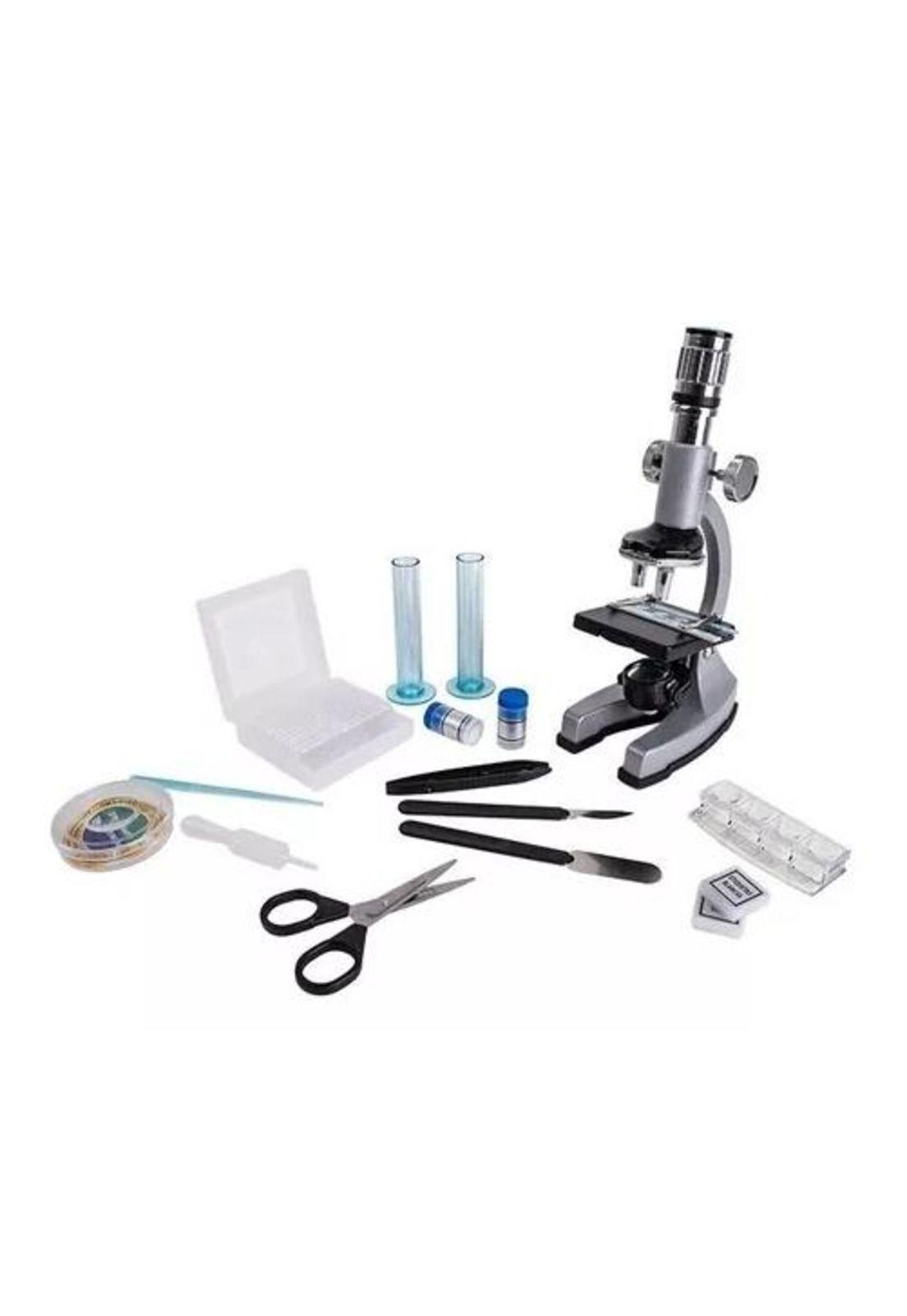Microscopio 1200x - Con Accesorios, Color Plateado-3