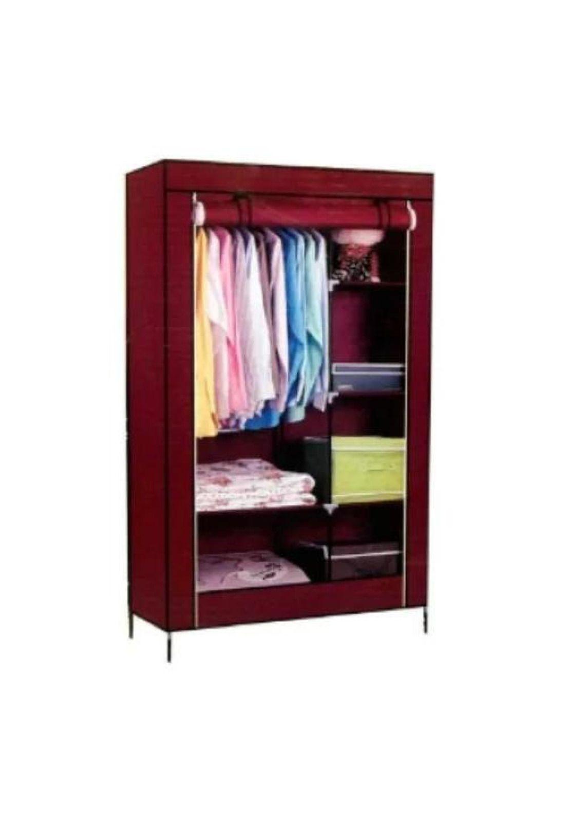 Closet organizador de ropa armable de tela roja-0