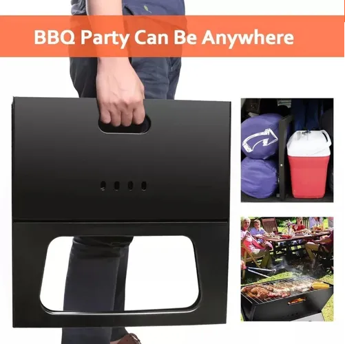 Barbacoa Portátil Plegable - Doble Capa, Segura Para Jardín-4